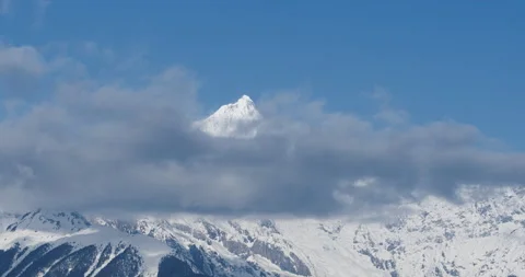 Snow mountain, cloudscape, daytime landscape (time-lapse) Stock Footage 132764795