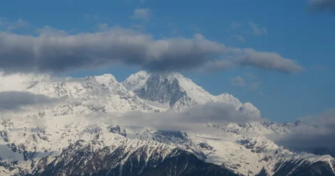Snow mountain, cloudscape, daytime landscape (time-lapse) Stock Footage 132764896