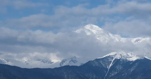 Snow mountain, cloudscape, daytime landscape (time-lapse) Stock Footage 132764910
