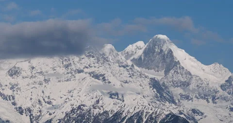 Snow mountain, cloudscape, daytime landscape (time-lapse) Stock Footage 132765319