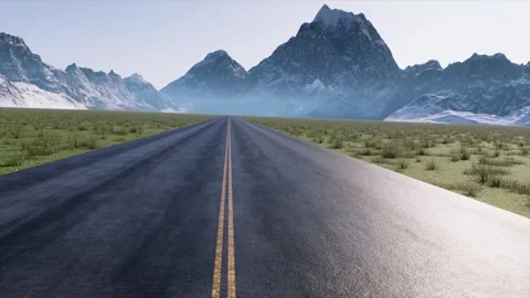 Snow Mountain Highway Panoramic Shot 库存影片 313859926