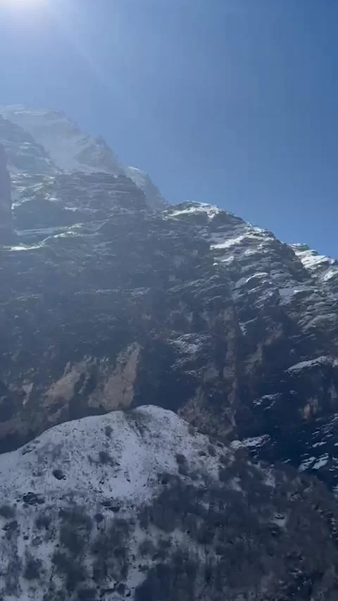 Snow Mountain Hiking, Alpine Trekking, Backpackers, Winter Adventure, Mount.. Stock Footage 337448968