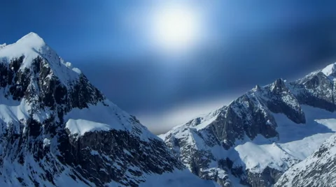 Snow mountain panorama. winter time. season. nature landscape Video stock 64538318