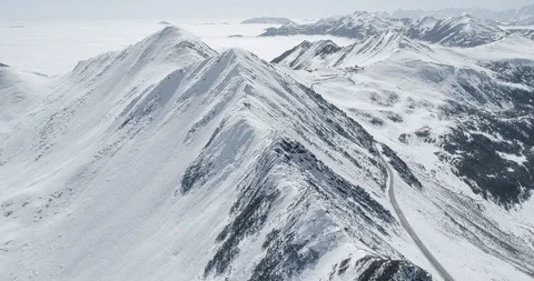 Snow mountain peak aerial view Jiajinshan landscape Stock Footage