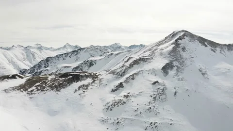 Snow mountain range landscape on winter sunny day. Beautiful panorama of Stock Footage 171531660