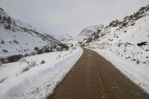Snow mountain road Foto stock