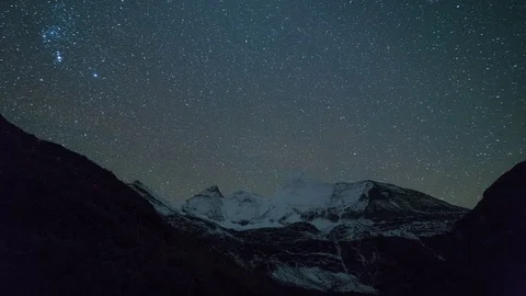 Snow Mountain Starry sky 2 Stock Footage 83868829