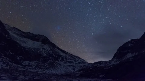 Snow Mountain Starry sky 4 Stock Footage 83867131