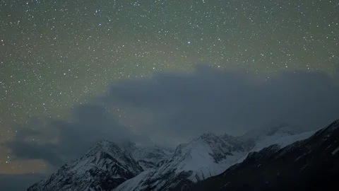 Snow Mountain Starry sky 5 Stock Footage 83897162