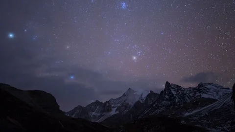 Snow Mountain Starry sky Stock Footage 83832438