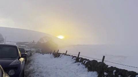 Snow mountain Sunset Stock Footage 297873729