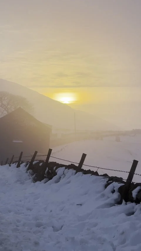 Snow mountain Sunset Stock Footage 297873730