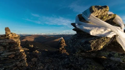 Snow mountain sunset1 Stock Footage 83735386