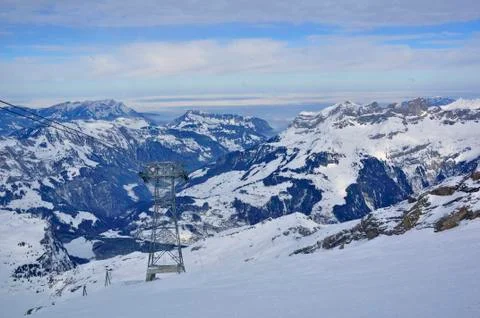 Snow mountain in titlis Stock Photos