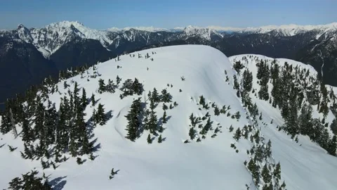 Snow Mountain Top, Drone fly over Stock Footage 169558309