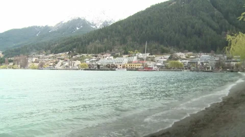 Snow mountain town Stock Footage 1263476