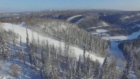 Snow mountain track from the air Stock Footage 103307806