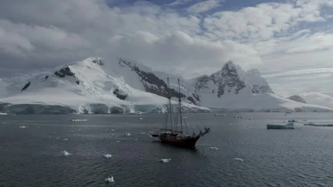 Snow Mountains, Antarctic Landscape, Remote Adventure, Icy Waters Stock Footage 329636407