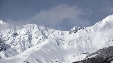 Snow mountains with clouds and mist is beautiful landscape by time-lapse 스톡 동영상 149967181