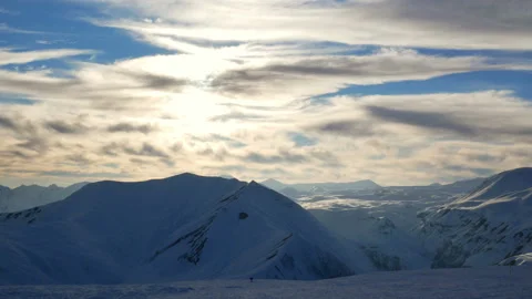 Snow mountains cloudy winter landscape nature sun timelapse Stock Footage 112271416