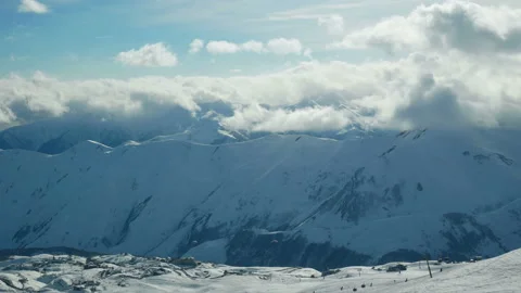 Snow mountains cloudy winter landscape nature sun timelapse Stock-Footage 112271508