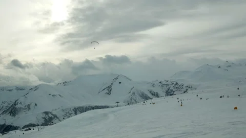 Snow mountains cloudy winter landscape nature sun timelapse Stock Footage 112271574