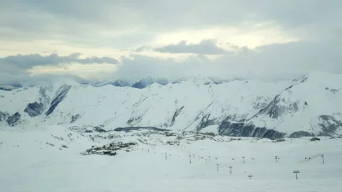 Snow mountains cloudy winter landscape nature sun timelapse Stock Footage 112271724