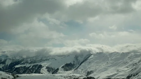 Snow mountains cloudy winter landscape nature sun timelapse Stock-Footage 112271922