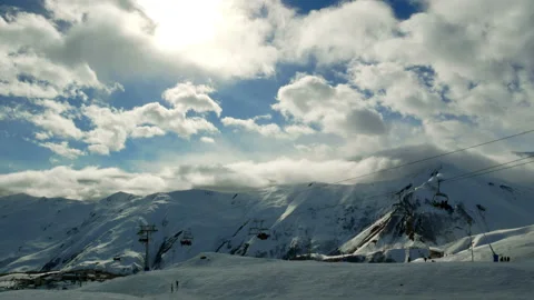 Snow mountains cloudy winter landscape nature sun timelapse Stock-Footage 112272084