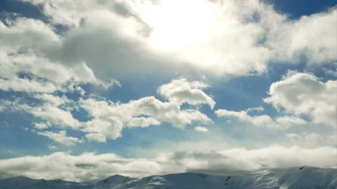 Snow mountains cloudy winter landscape nature sun timelapse Stock-Footage 112272132