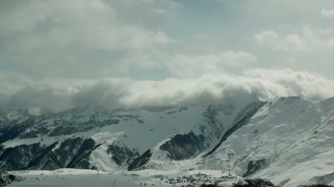 Snow mountains cloudy winter landscape nature sun timelapse Stock-Footage 112272195