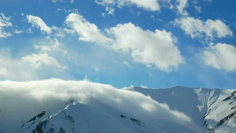 Snow mountains cloudy winter landscape nature sun timelapse Stock-Footage 112272367