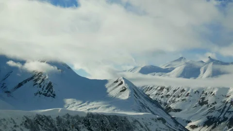 Snow mountains cloudy winter landscape nature sun timelapse Stock-Footage 112272949