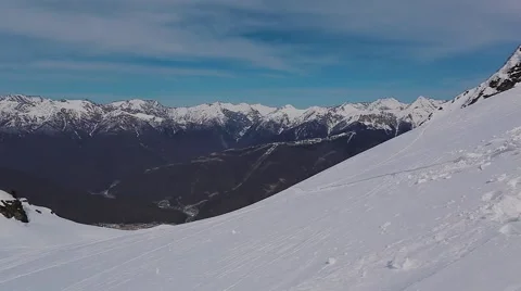 Snow Mountains Pan Stock Footage 58776349