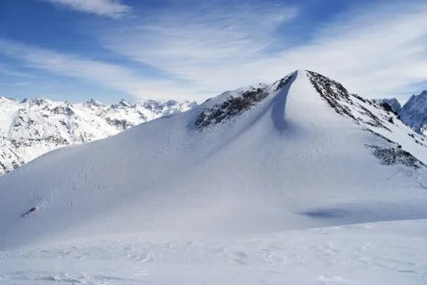 Snow on the mountains 스톡 사진