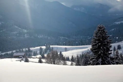Snow in the mountains Stock Photos