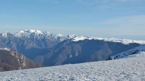 Snow up in the mountains Stock Photos