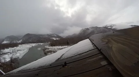 Snow mountains river timelapse Stock Footage 49226099