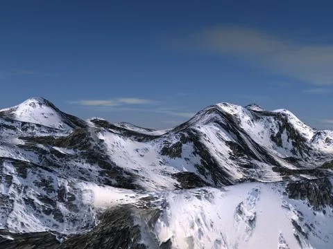 Snow mountains terrain 3D Model