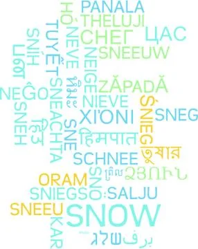 Snow multilanguage wordcloud background concept Stock Illustration