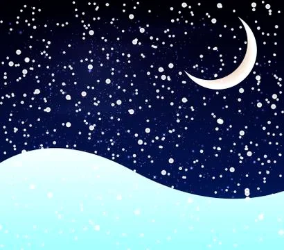 Snow at night crescent Illustrazione stock