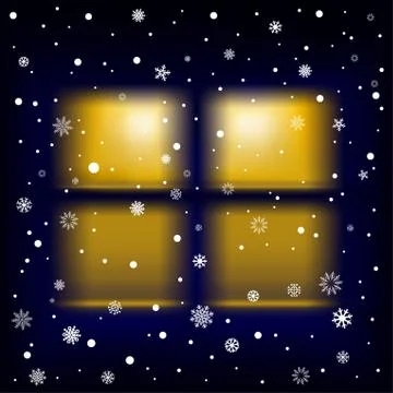 Snow night window Stock Illustration