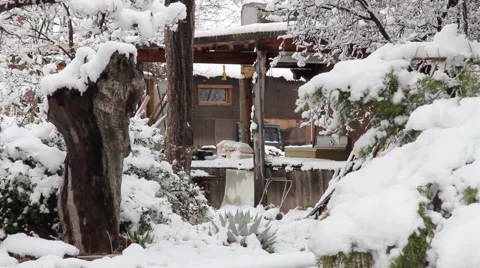 Snow Old Adobe Ranch Stock Footage 61897772