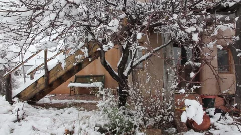 Snow Old Adobe Tower Stock Footage 61897787