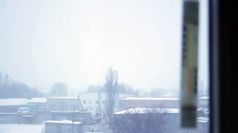 Snow outside the window Stock Footage 14808521
