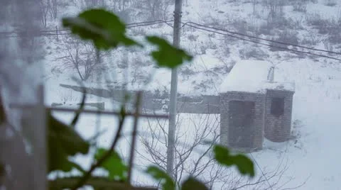 Snow outside the window Stock Footage 14808556