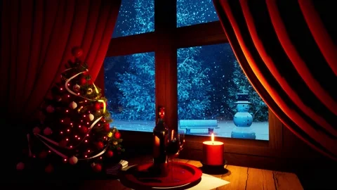 Snow outside the window Stock Footage 203946847
