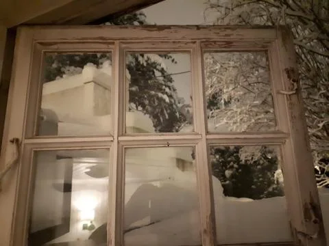 The snow outside the window Stock Photos