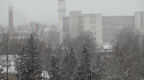 Snow over the production area Stock Footage 54325320