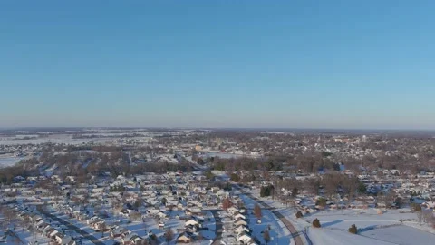 Snow over small town Stock Footage 169796347